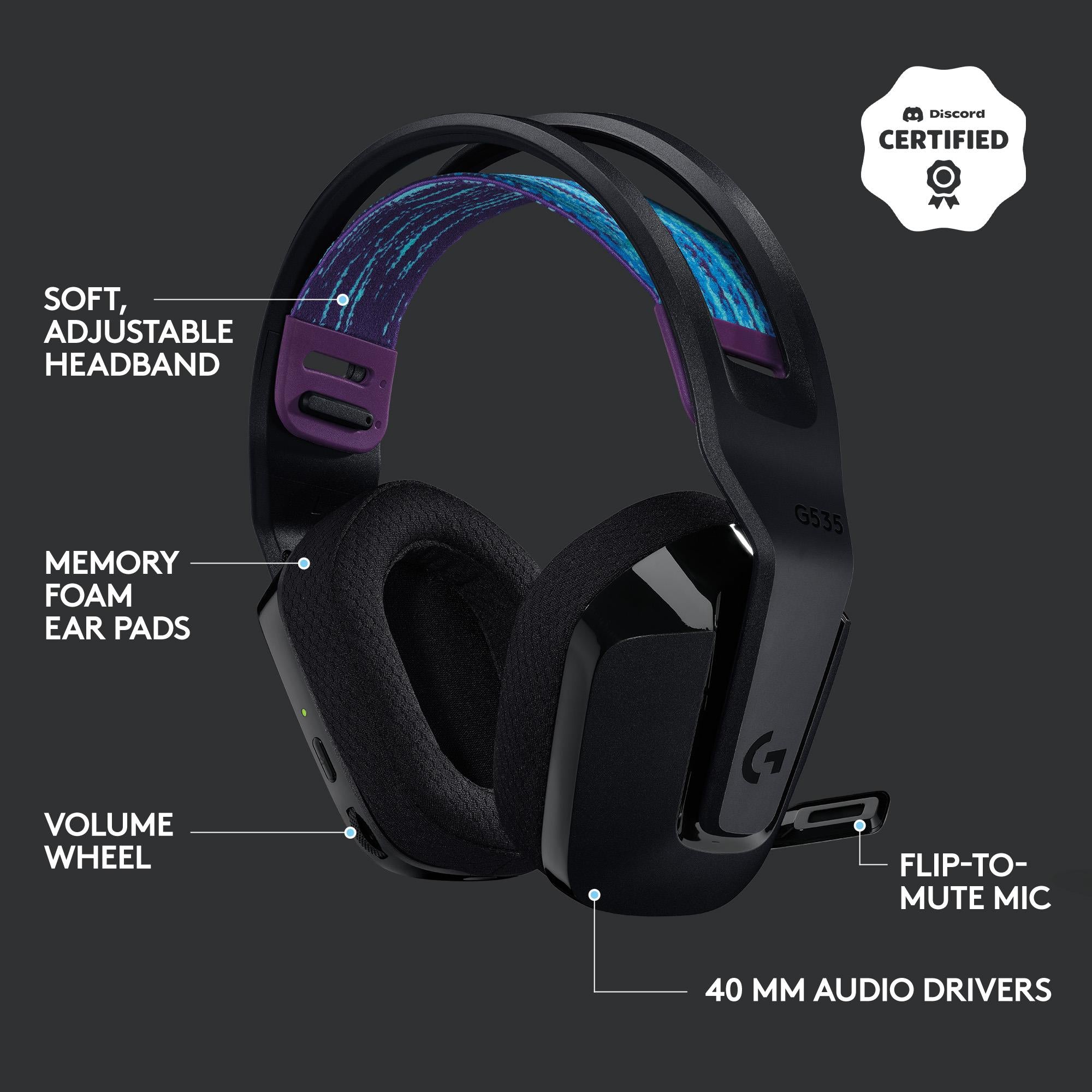 Logitech G535 LIGHTSPEED Wireless Gaming Headset (Black)