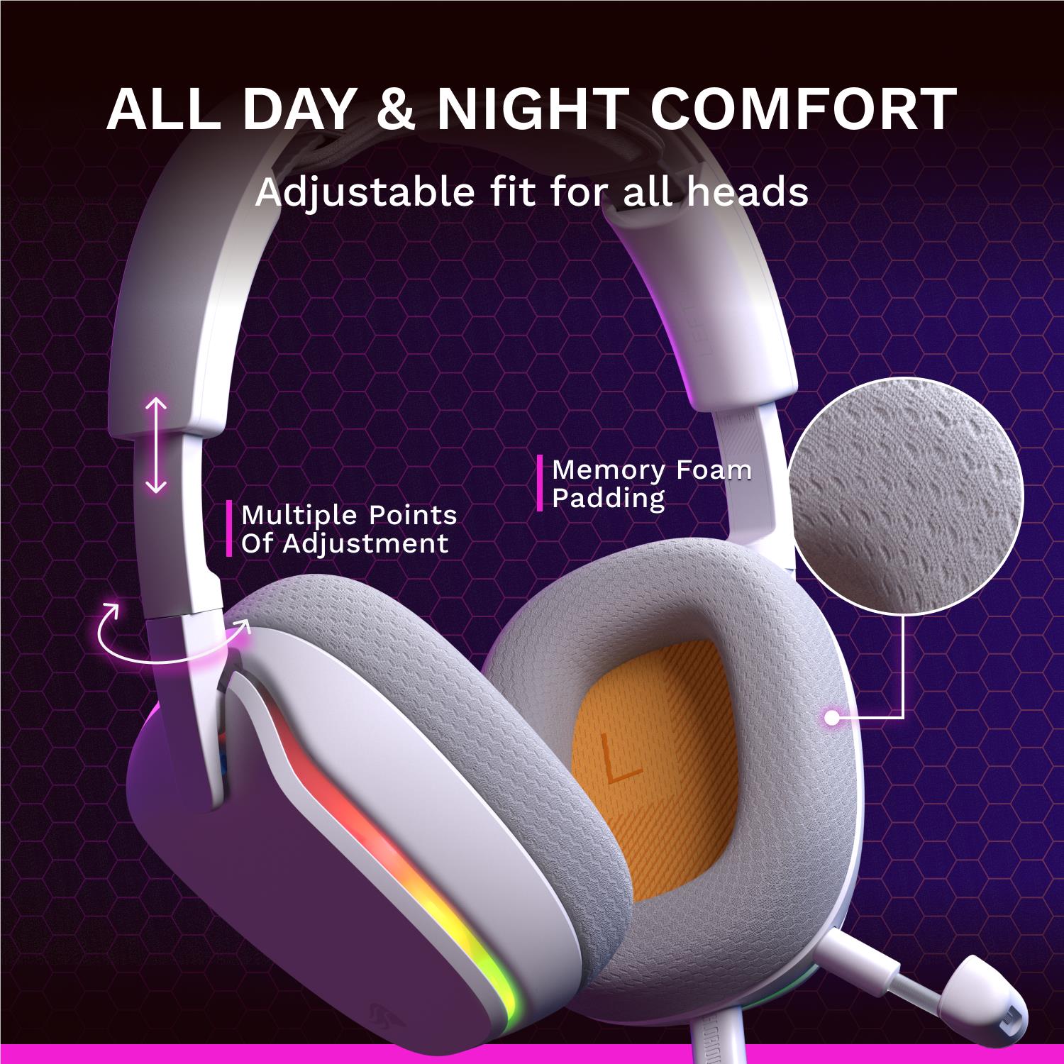 Glorious GHS Eternal RGB Stereo RGB Gaming Headset for PS5, PS4, Switch and PC (White)